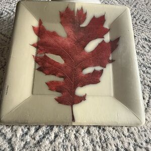 NWT Set of 8Decorative Leaf Plate with Red Leaf Design